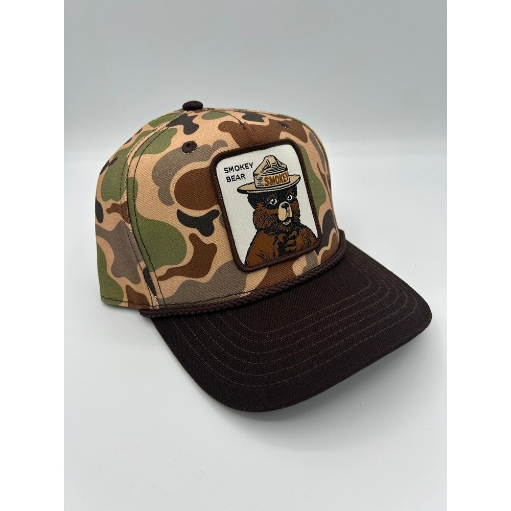 Smokey Bear Camo Hat Snapback Official Licensed Brown Camouflage Outdoor Hunt
